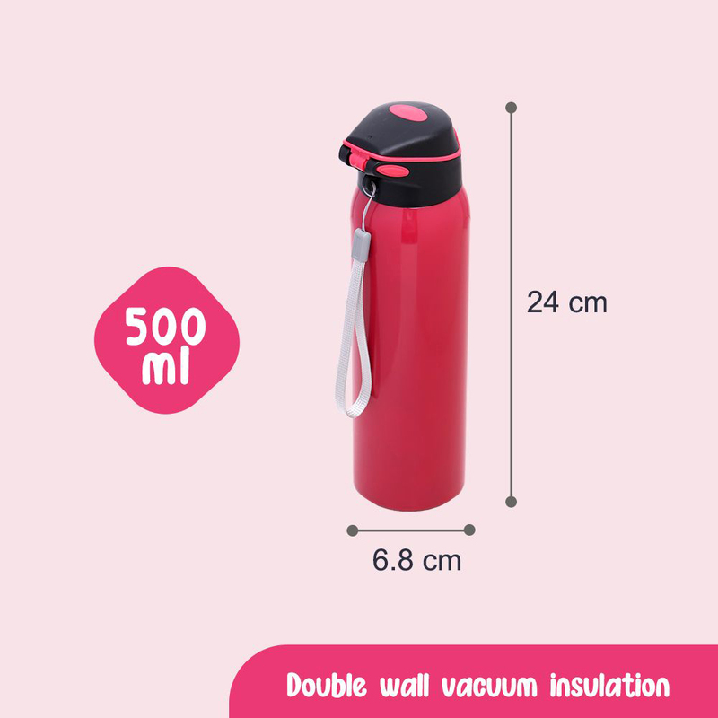 Eazy Kids Insulated School Water Bottle, 500ml, Pink