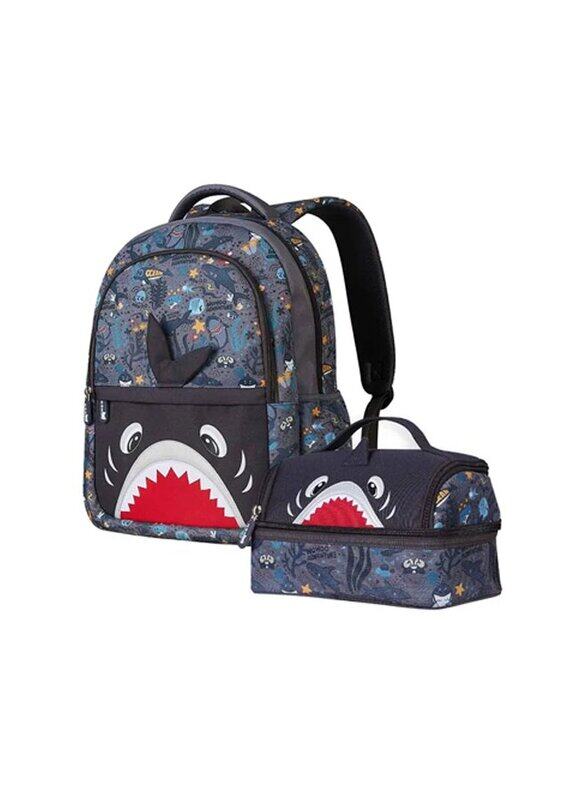 

Nohoo 16-inch Shark Kids School Bag with Lunch Bag Set, Grey