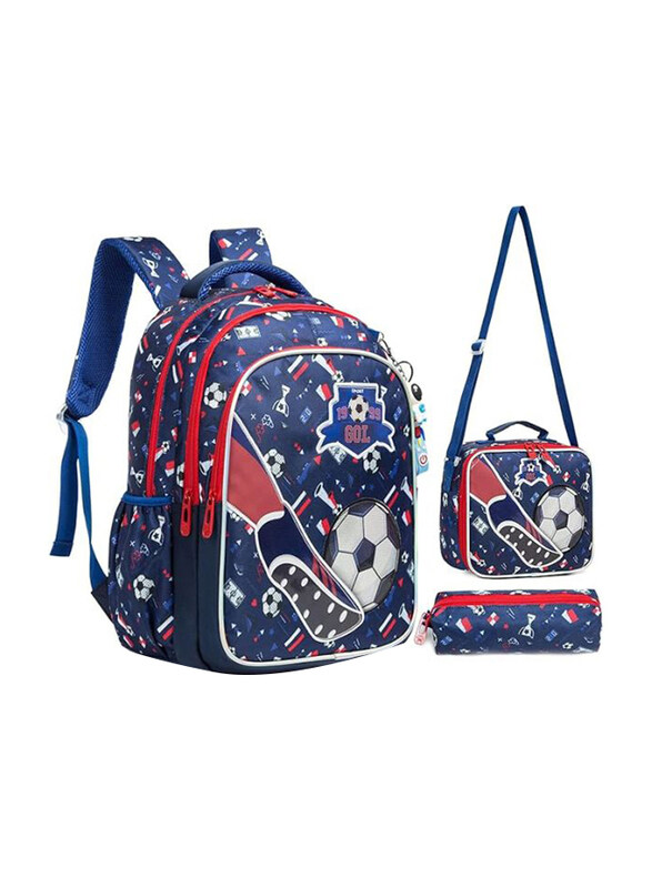 

Eazy Kids 3-Piece Football School Bag Set, Blue