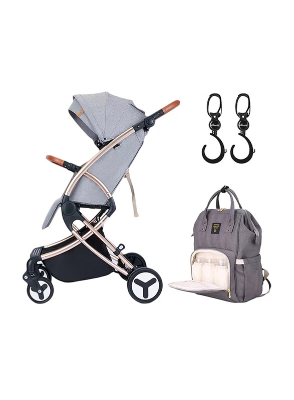 

Teknum A1 Feather Lite Traveler Stroller with Diaper Bag & Hooks, Grey