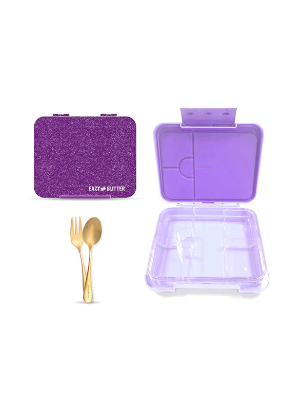 

Eazy Kids 6 & 4 Convertible Bento Lunch Box, Glitter Purple