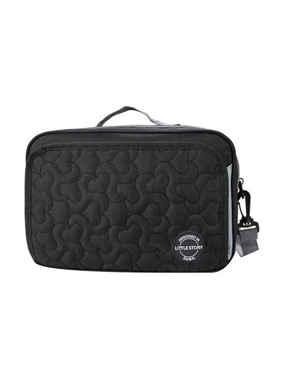 Little Story Diaper Changing Clutch Kit for Baby, Quilted Black
