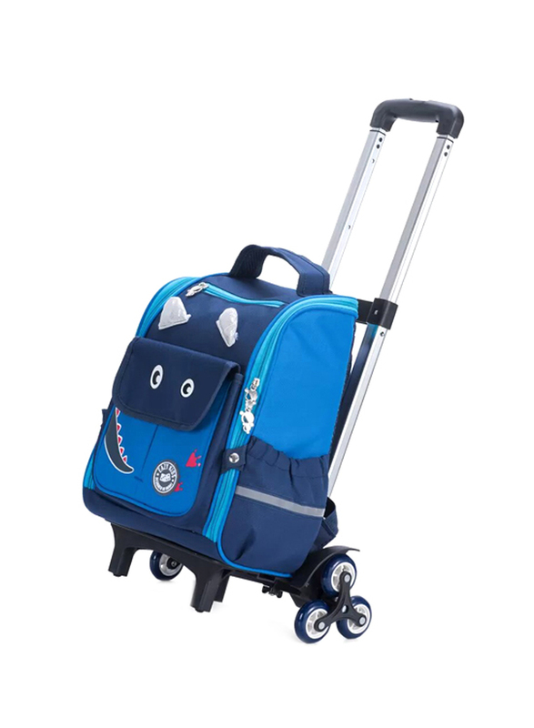 Eazy Kids Dinosaur School Bag with Trolley, Blue