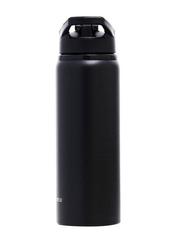 Hydrobrew 700ml Stainless Steel Sports Water Bottle, Black