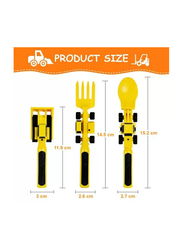 Eazy Kids 3-Piece Spoon Fork & Pusher, Truck Yellow