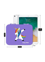 Eazy Kids Unicorn 6 Compartment Bento Lunch Box for Kids, with Lunch Bag, Purple/Blue