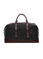 Sam Box Weekender Leather Duffle Bag, Black