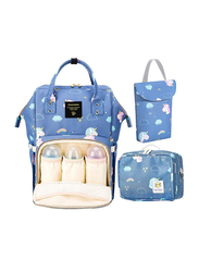 Sunveno Stylish XL Diaper Travel Backpack with Stroller Straps & Changing Pad, Unicorn Blue