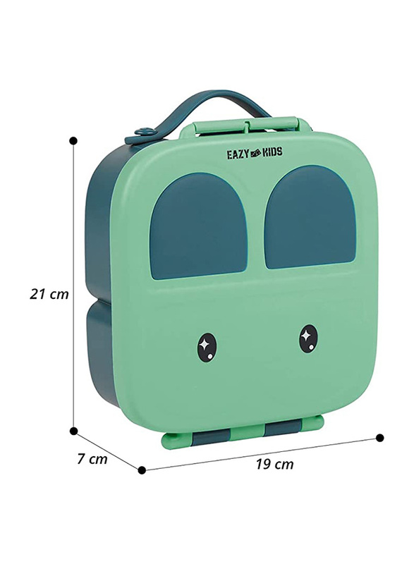 Eazy Kids Bento 4 Compartments Lunch Box with Handle, Green