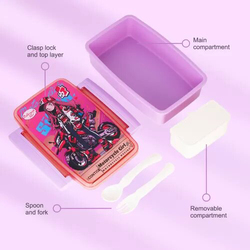 Nova Kids Bento Lunch Box with Spoon & Fork, Motorbike Pink