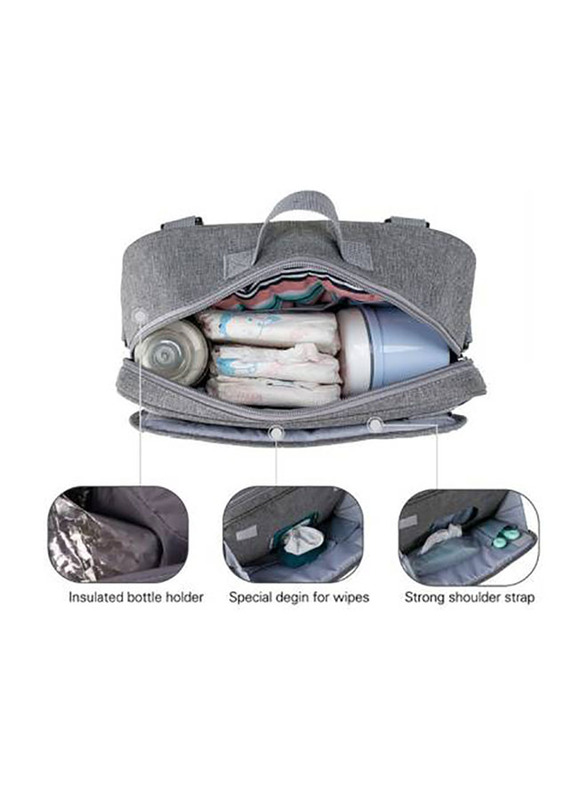 Little Story Diaper Changing Clutch Kit for Baby, Quilted Grey