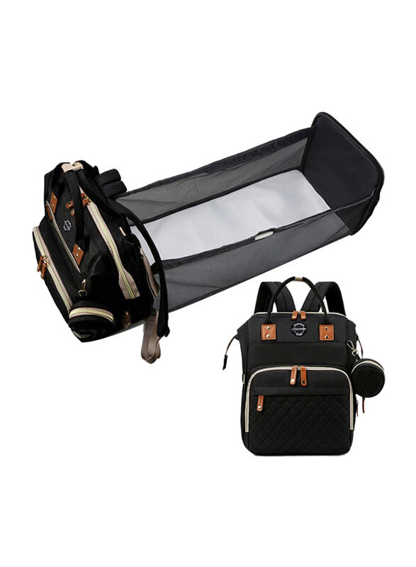 

Little Story Diaper Bag Wt Portable Bassinet Bed, Black