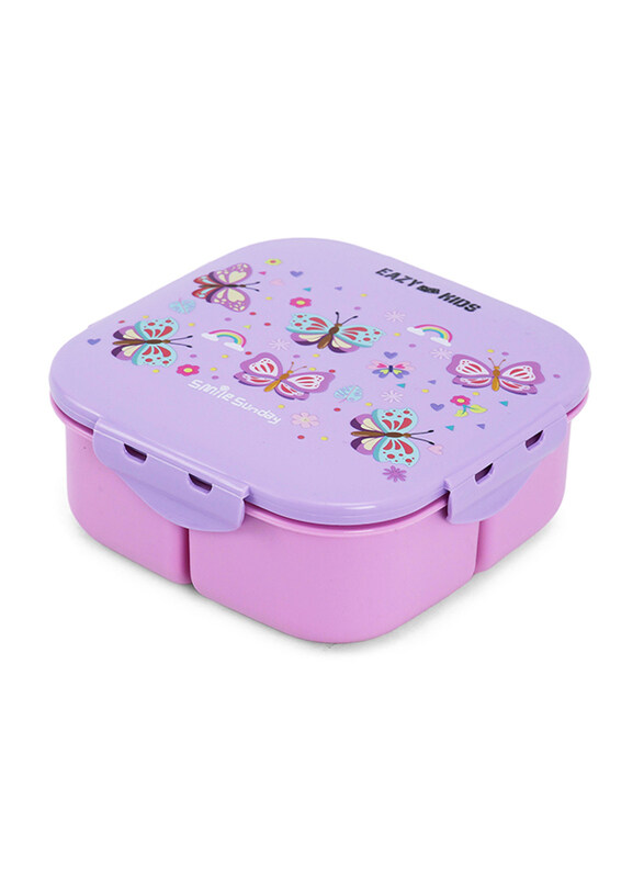 

Eazy Kids Butterfly Square Bento Lunch Box, 1100ml, 3+ Years, Purple