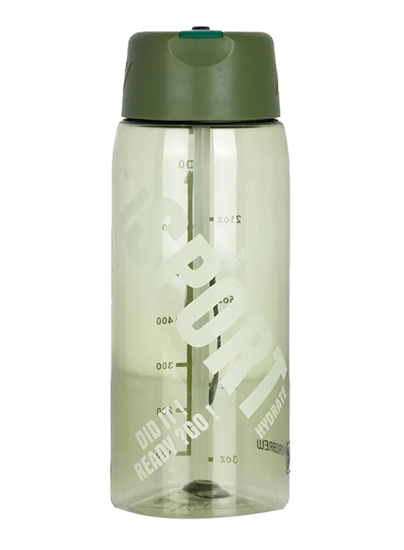 Hydrobrew Water Bottle with Grab String, 800ml, Green