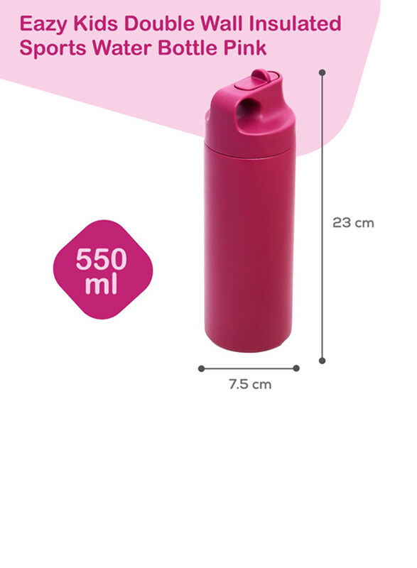 Eazy Kids Insulated Sports Water Bottle, 550ml, Pink