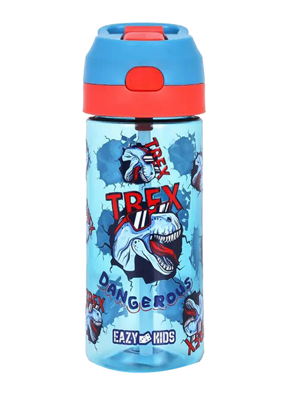 Eazy Kids Tritan Water Bottle with Spray, 420ml, Dino Blue