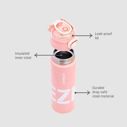 Eazy Kids Insulated Travel Water Bottle, 550ml, Pink