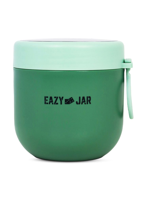 Eazy Kids Steel Lunch Box with Folding Spoon, Green