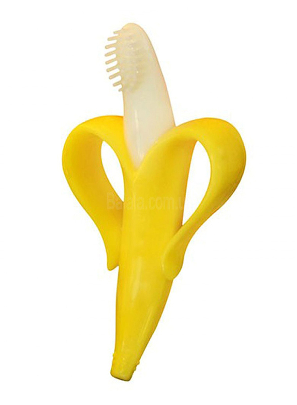 Eazy Kids Baby Banana Toothbrush and Teether, Yellow/White