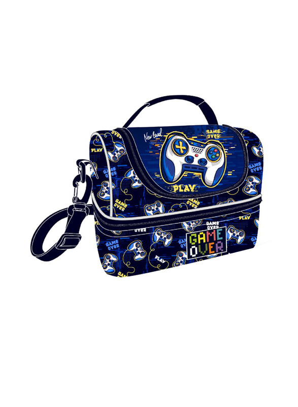 Eazy Kids Gamer Dual Compartment Lunch Bag, Blue