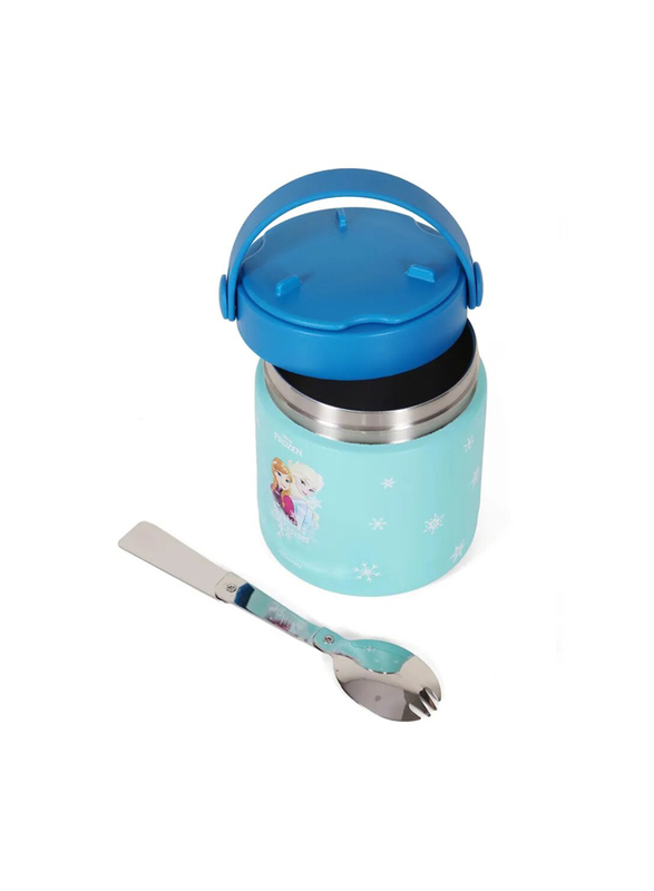 Eazy Kids Disney Frozen Princess Elsa Stainless Steel Insulated Food Jar for Kids, 350ml, Blue