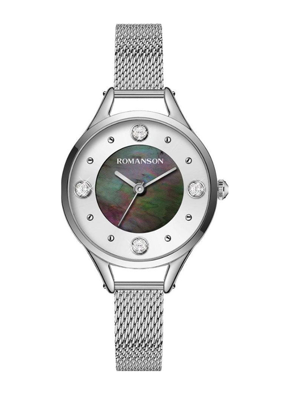 Romanson Stylish Analog Watch for Women with Stainless Steel Band, Water Resistant, RM0B04LLWWM32W, Silver-White