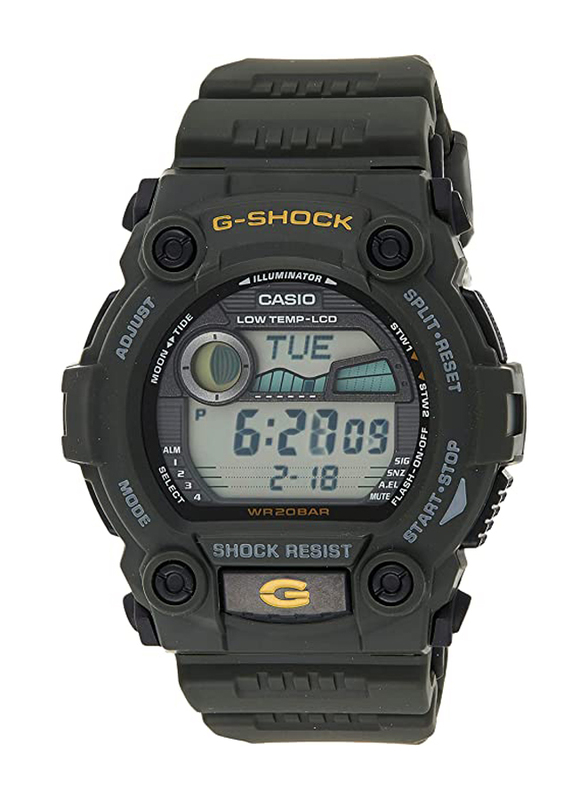 Casio G-Shock Digital Watch for Men with Resin Band, Water Resistant & Chronograph, G-7900-3DR, Black-Green