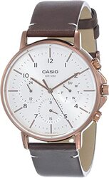 Casio Watch for Men MTP-E321RL-5AVDF Analog Leather Band Brown & White, Brown & White, strap