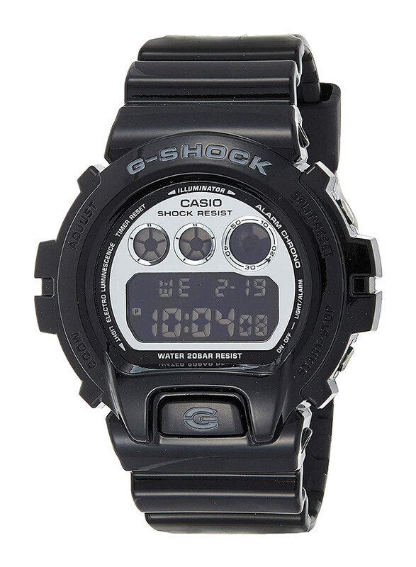 

Casio G-Shock Digital Sport Wrist Watch for Men with Resin Band, Water Resistant and Chronograph, DW-6900NB-1DR, Black-Grey