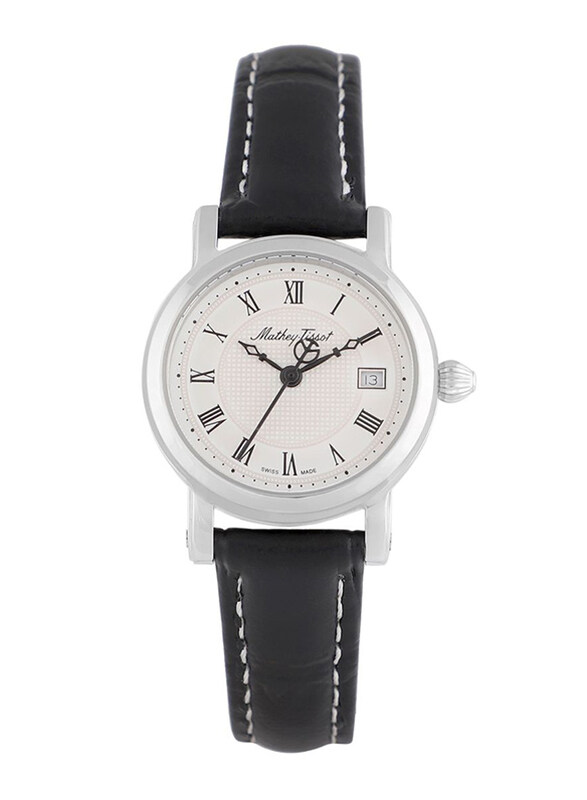

Mathey-Tissot Analog Watch for Women with Leather Band, Water Resistant, D31186ABR, Black-White