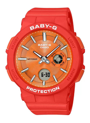 Casio Baby-G Analog-Digital Watch for Women with Resin Band, Water Resistant, BGA-255-4ADR, Red/Orange