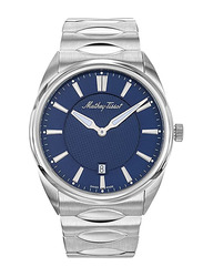 Mathey-Tissot Anaconda Analog Watch for Men with Stainless Steel Band, Water Resistant, H791ABU, Silver-Blue