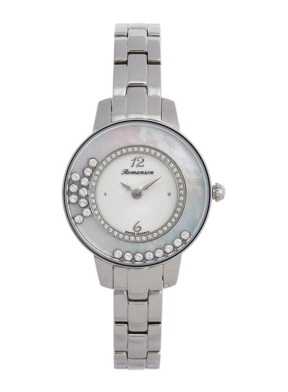 

Romanson Analog Watch for Women with Stainless Steel Band, Water Resistant RM7A30QLWWA1R1, Silver-White