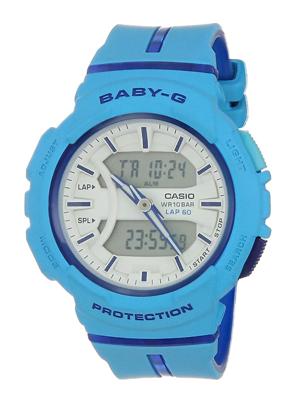 Casio Youth Analog-Digital Watch for Women with Resin Band, Water Resistant, BGA-240L-2A2DR (B197), Blue/White