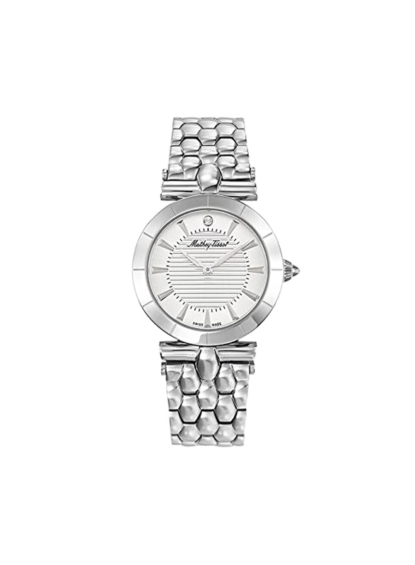 Mathey-Tissot Analog Watch for Women with Stainless Steel Band, Water Resistant, D106AI, Silver/White