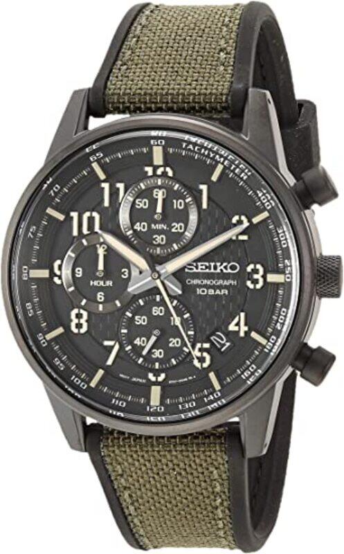 

Seiko Men's Chronograph/Essentials Stainless Steel Japanese Quartz With Silicone Strap, Green (Model: SSB373)