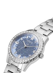Guess Analog Watch for Women with Stainless Steel Band, Water Resistant, GW0405L1, Silver-Blue