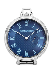 Romanson Analog Pocket Watch for Men with Stainless Steel Band, Water Resistant, PX9A02MMXWA42W, Silver/Blue