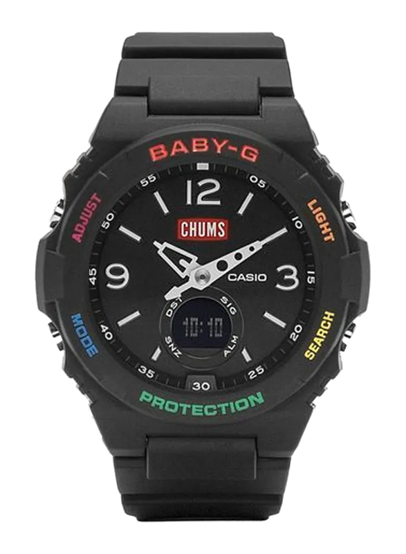 Casio Baby-G x CHUMS Limited Edition Analog/Digital Watch for Women with Resin Band, Water Resistant, BGA260CH-1A, Black-Black