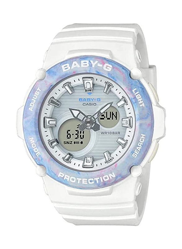 Casio Baby-G Analog-Digital Watch for Women with Resin Band, Water Resistant, BGA-270M-7A, White/Blue