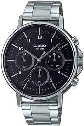 Casio Watch for Men MTP-E321D-1AVDF Analog Stainless Steel Band Silver & Black, Silver, bracelet