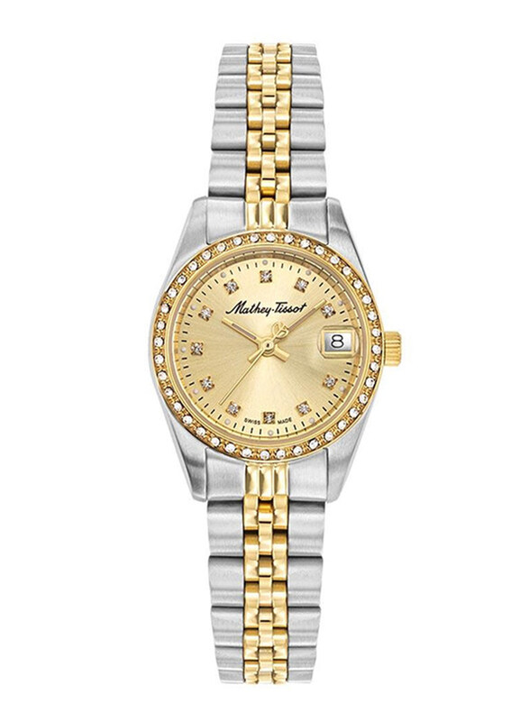 

Mathey-Tissot Analog Watch for Women with Stainless Steel Band, Water Resistant & Chronograph, D709BDQI, Silver-Gold