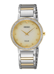 Seiko Solar Analog Watch for Women with Stainless Steel Band, Water Resistant, SUP448P1, Gold/Silver-Gold