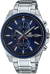 CASIO Edifice Stainless Steel Band Chronograph Analog Watch for Women - Silver and Navy, bracelet