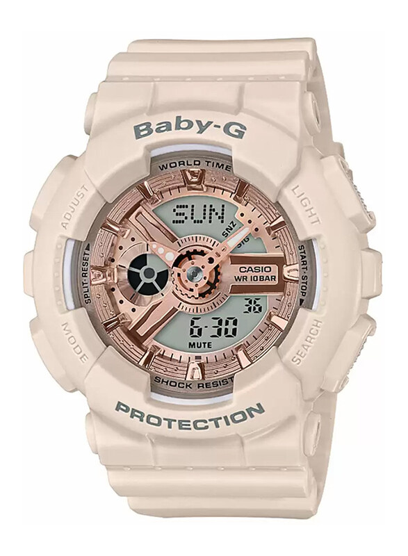 

Casio Baby-G Analog/Digital Watch for Women with Resin Band, Water Resistant, BA-110CP-4ADR, Beige-Grey