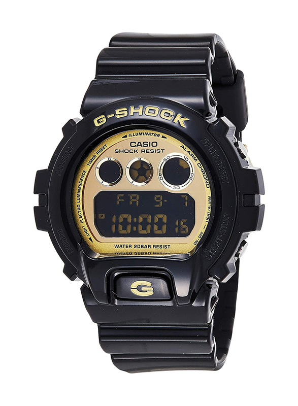 Casio G-Shock Digital Watch for Men with Resin Band, Water Resistant & Chronograph, DW-6900CB-1DS, Black-Gold/Beige