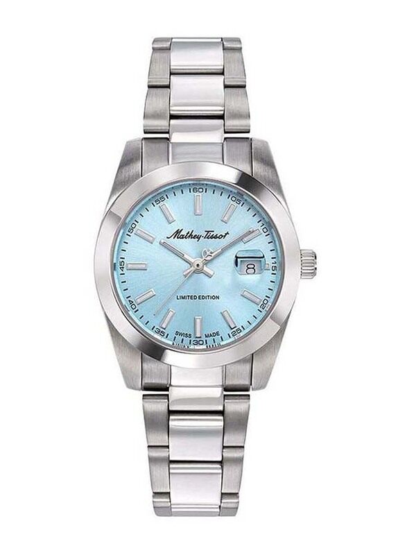 

Mathey-Tissot Mathy Sunray Analog Watch for Women with Stainless Steel Band, Water Resistant, D451BU, Silver-Blue