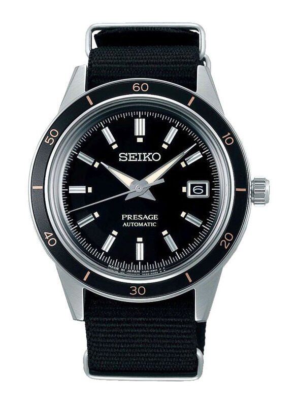 

Seiko Presage Analog Watch for Men with Leather Genuine Band, Water Resistant, SRPG09J1, Black