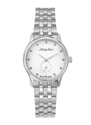 Mathey-Tissot Edmond Analog Watch for Women with Stainless Steel Band, Water Resistant, D1886MAI, White-Silver
