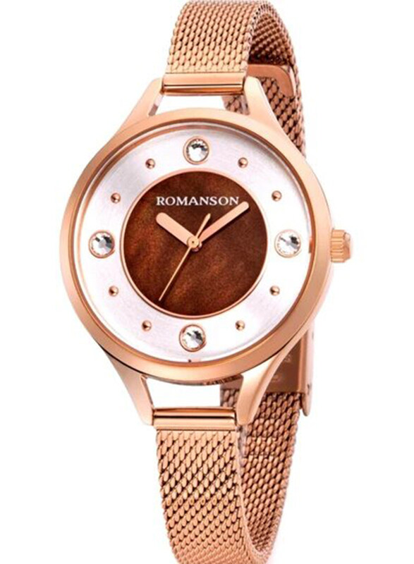 

Romanson Analog Watch for Women with Stainless Steel Band, Water Resistant, RM0B04LLRRMC6R, Gold-Rose Gold